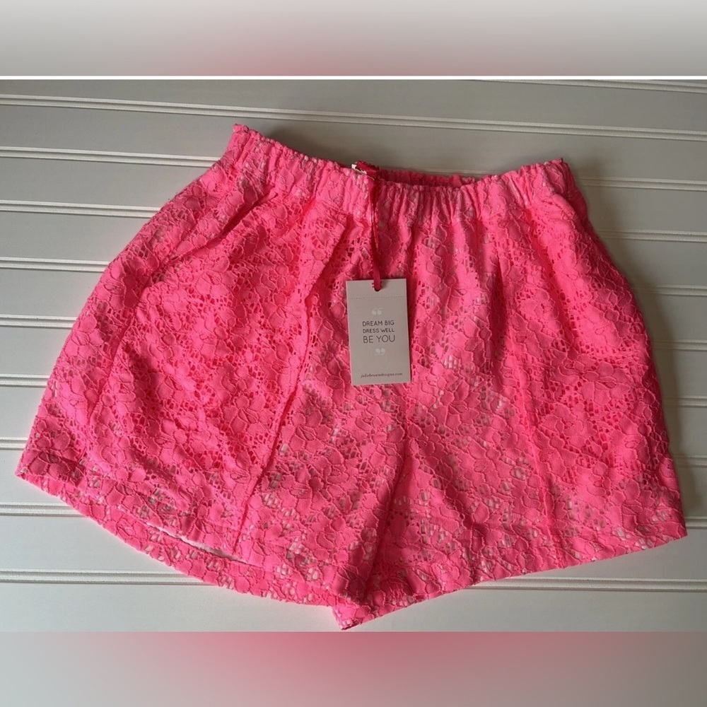 Julie Brown NYC Shorts 4 Small Pull On Pink Lace Overlay NEW.     50
